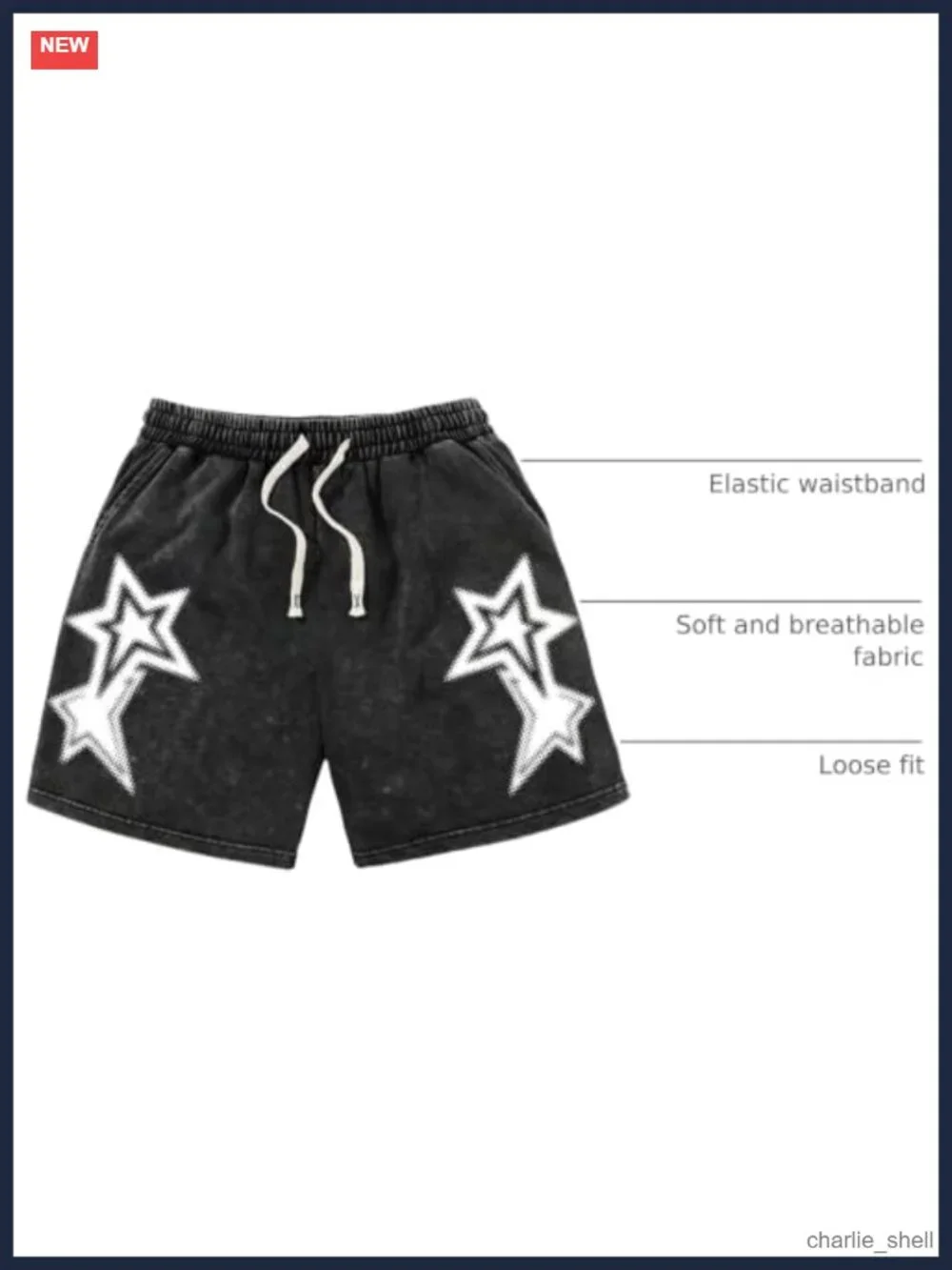 Mens Star Graphic Baggy Shorts Wide Leg Y2k Summer Streetwear